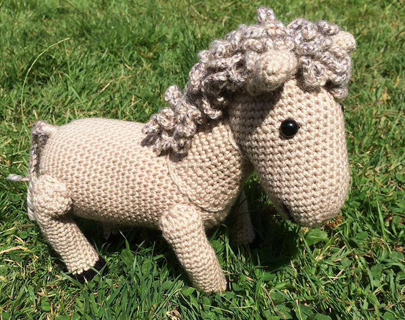 crocheted horse toy