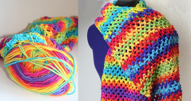 Crochet Rainbow Scarf Pattern