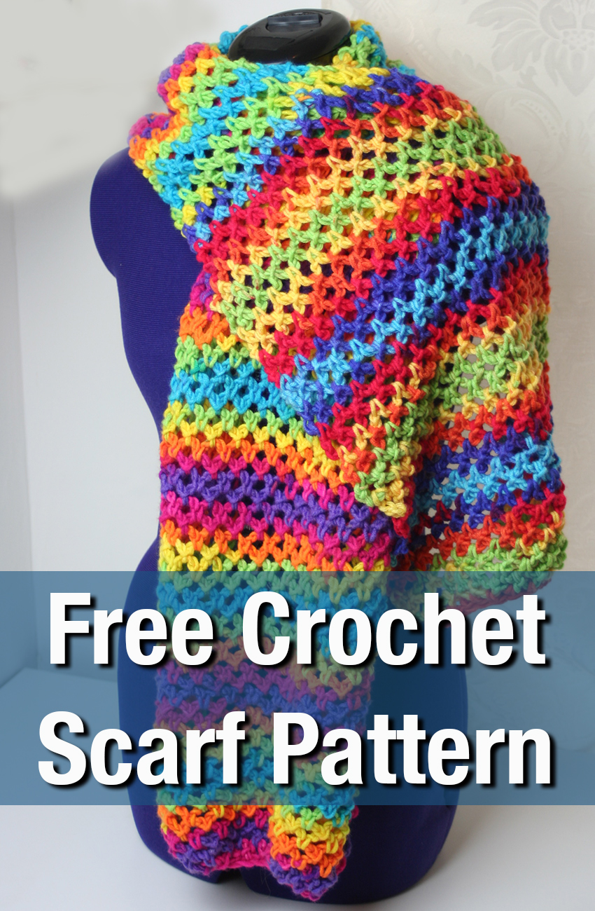 crochet rainbow scarf pattern