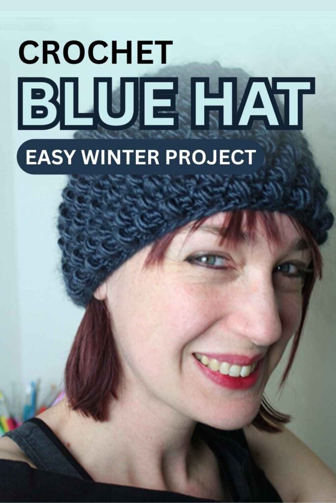 photo of a crochet blue hat