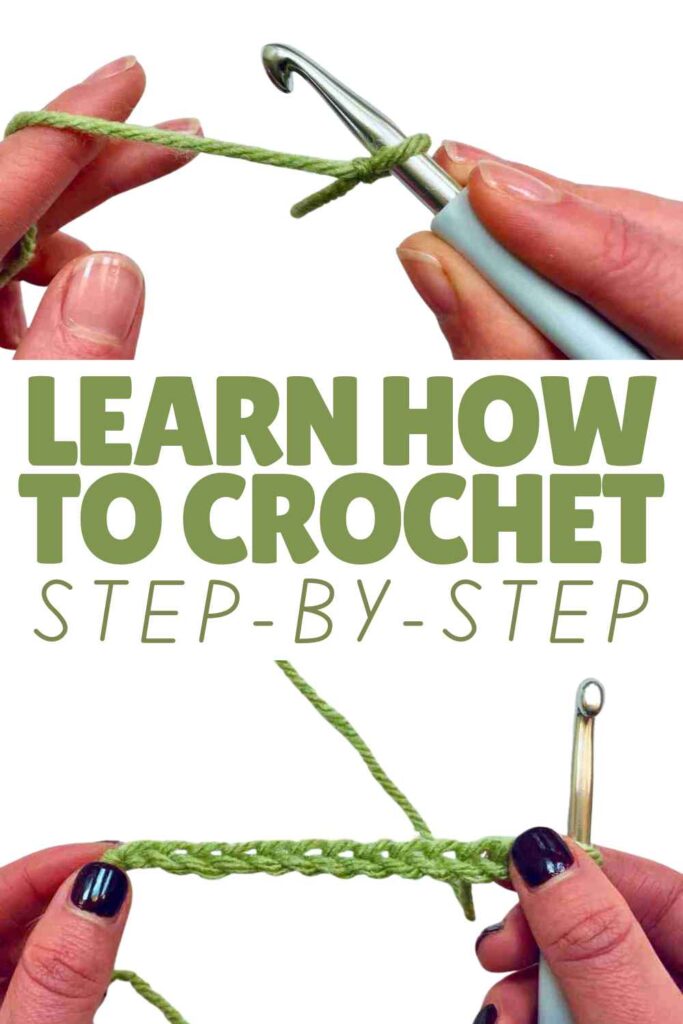 photo of crochet hook yarn and hands