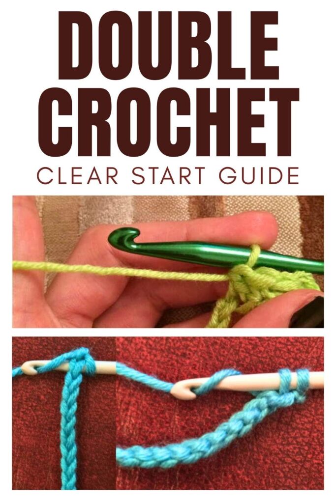 photo of crochet hook working double crochet