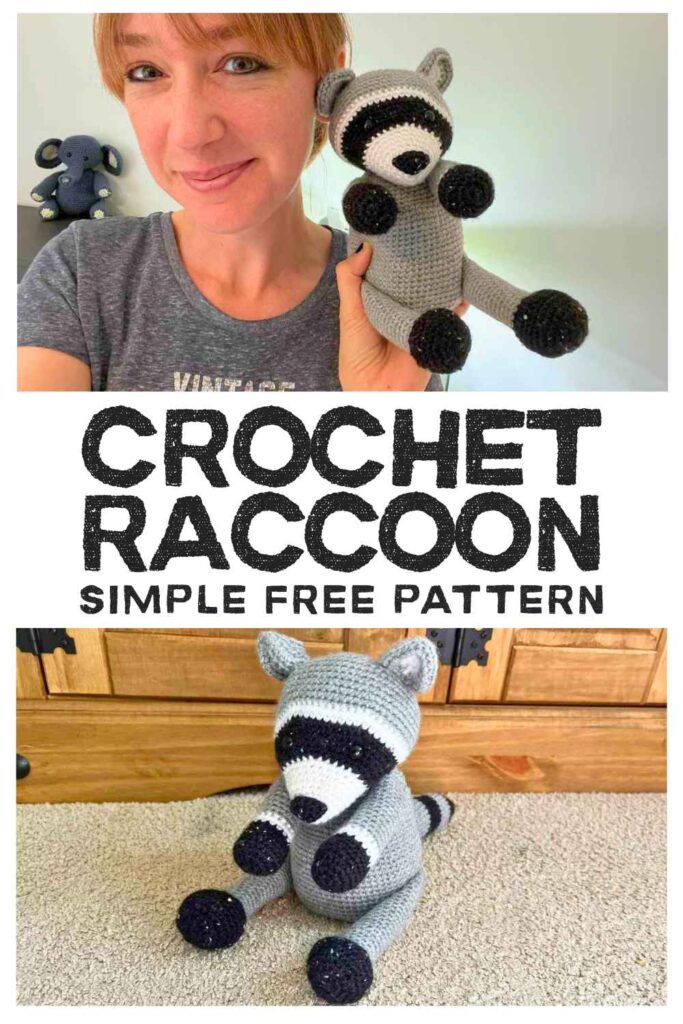 photo of a crochet raccoon
