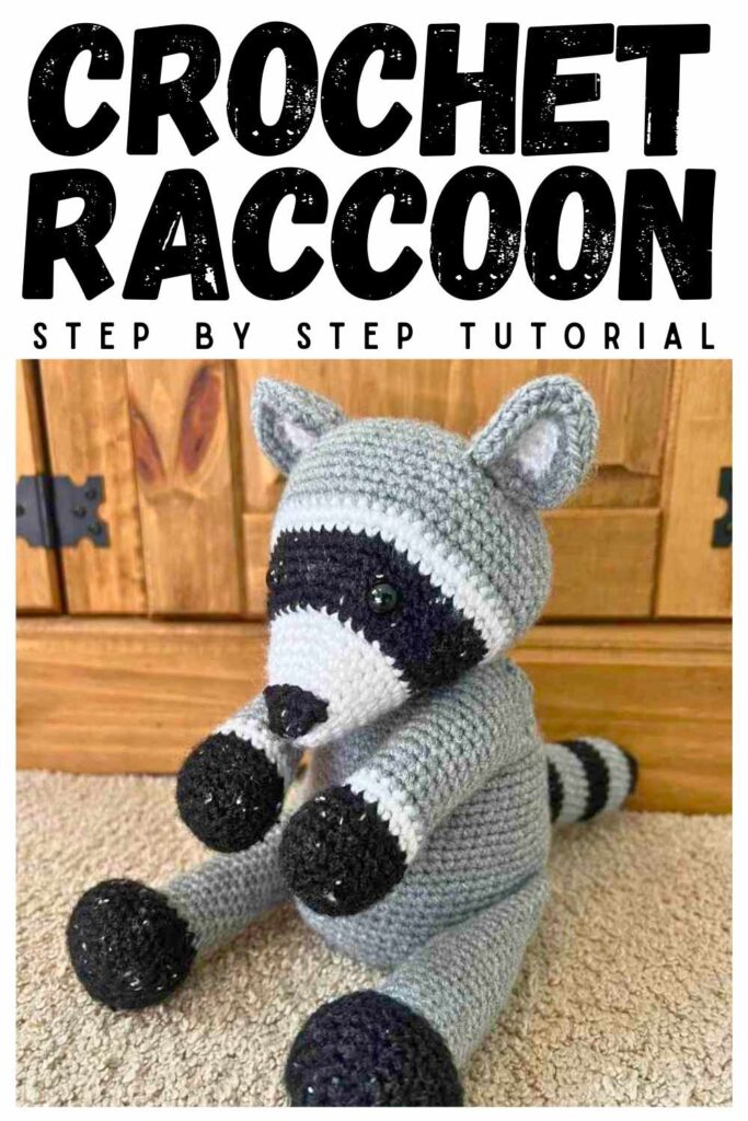 photo of a crochet raccoon