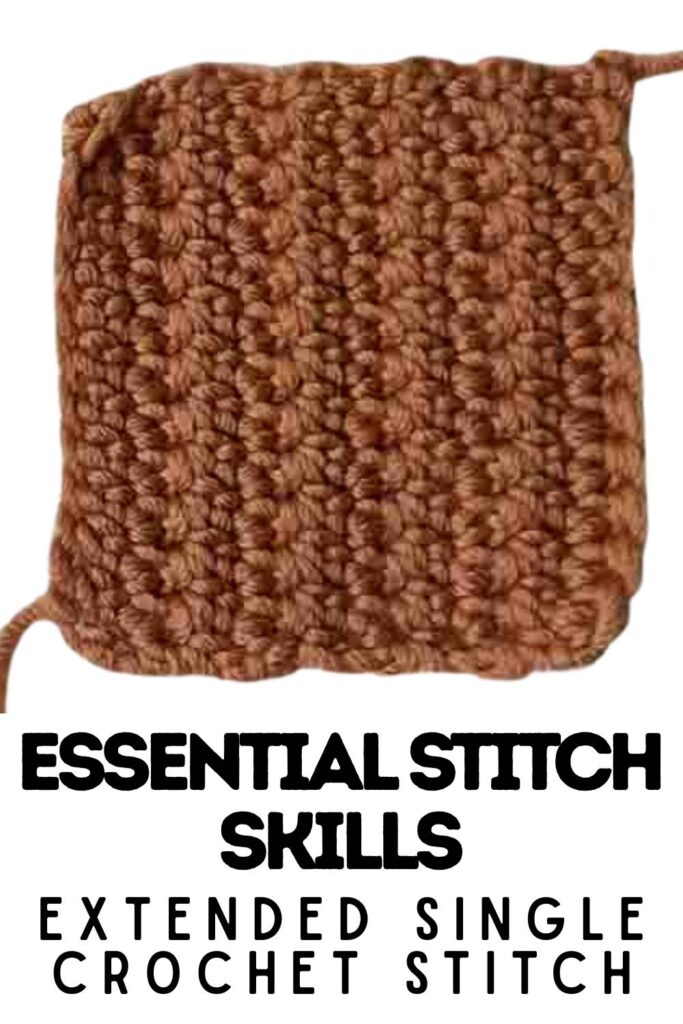 photo of a sample of extended single crochet stitch
