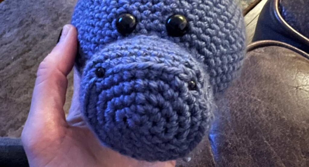 crochet hippo face