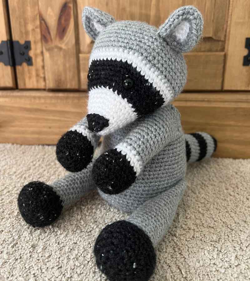 crochet raccoon toy