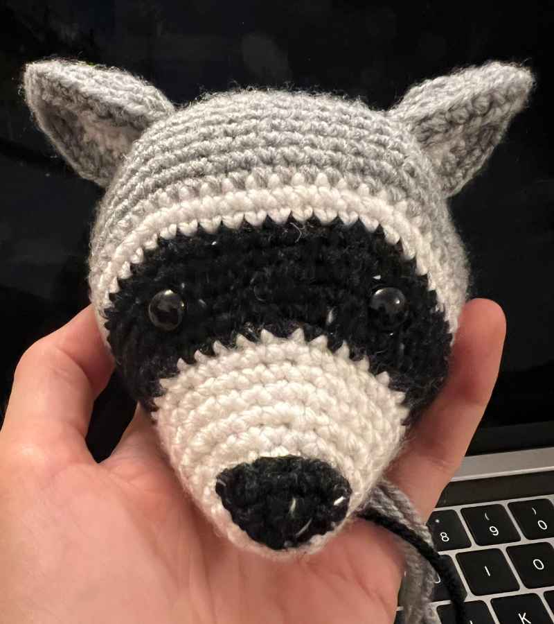 crochet raccoon head