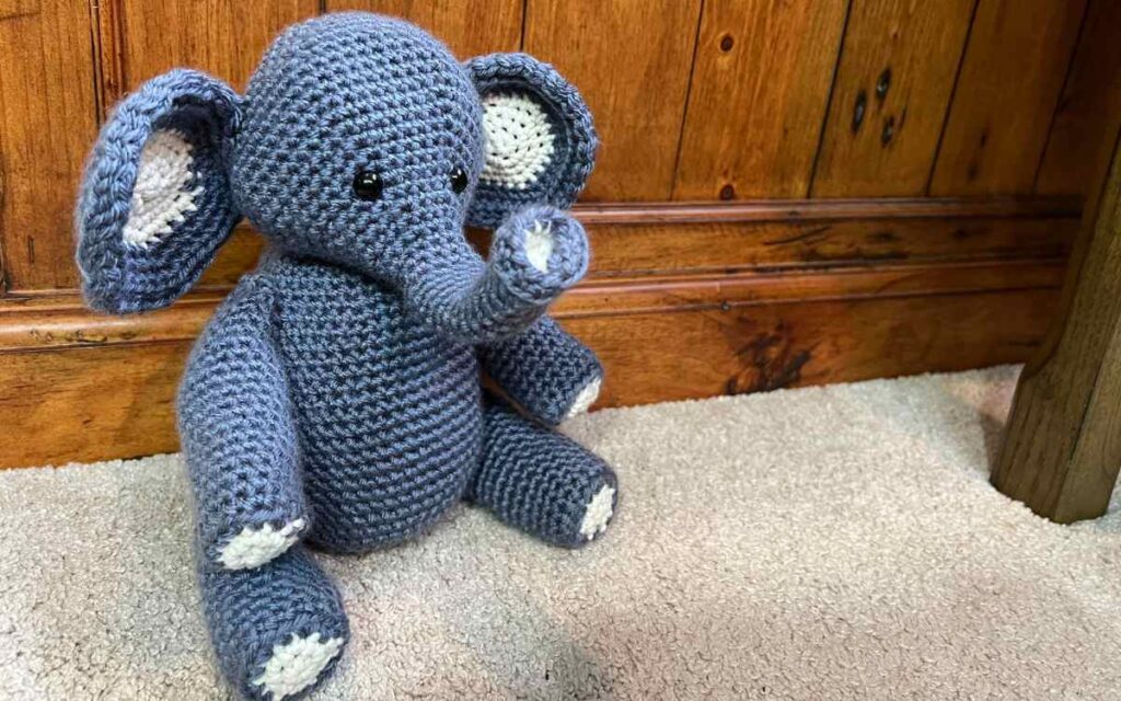 crocheted elephant toy
