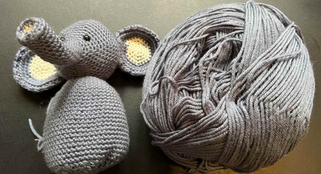 crochet elephant gray yarn