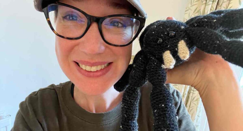 lucy and her crochet tarantula