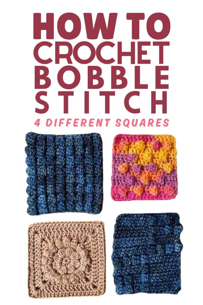 photo of crochet bobble stitch squares