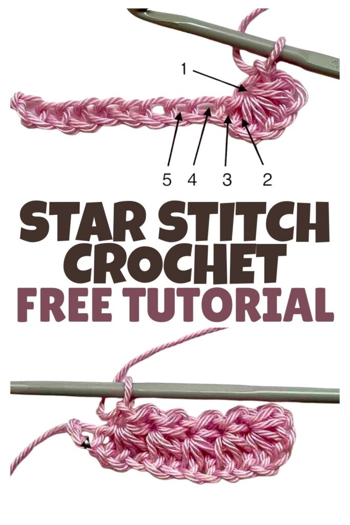 photos of star stitch crochet sample in the making