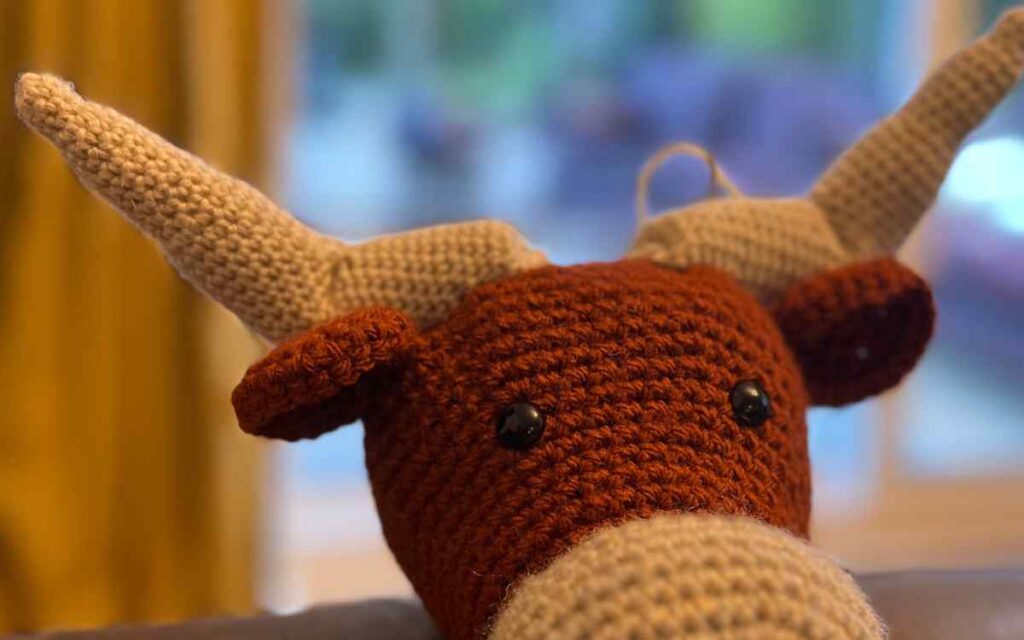 crocheted cow horns