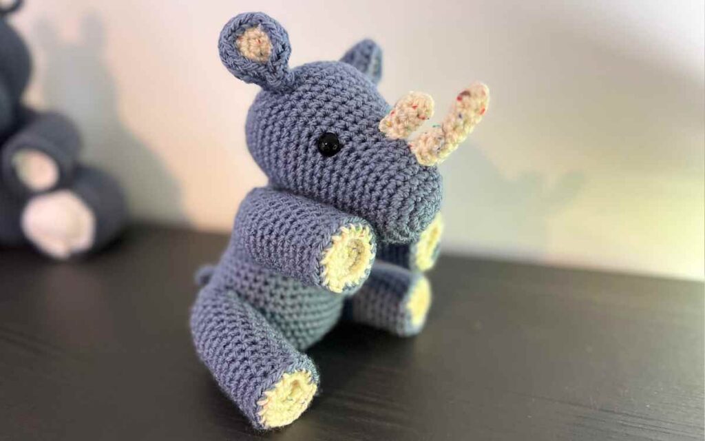 crocheted rhinoceros stuffie