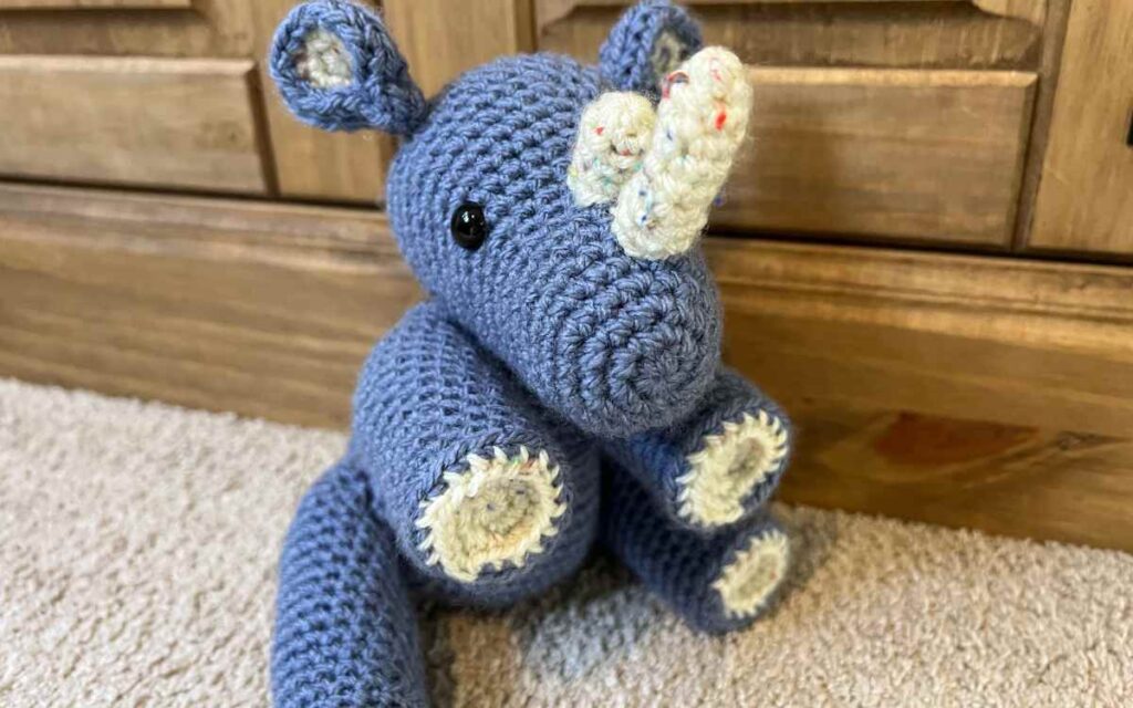 crocheted rhino legs