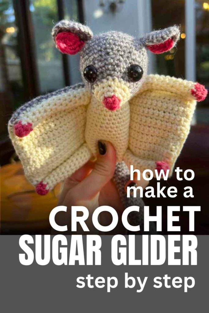 photo of a crochet sugar glider
