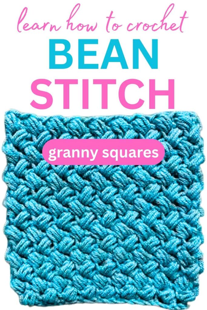 photo of a bean stitch crochet granny square