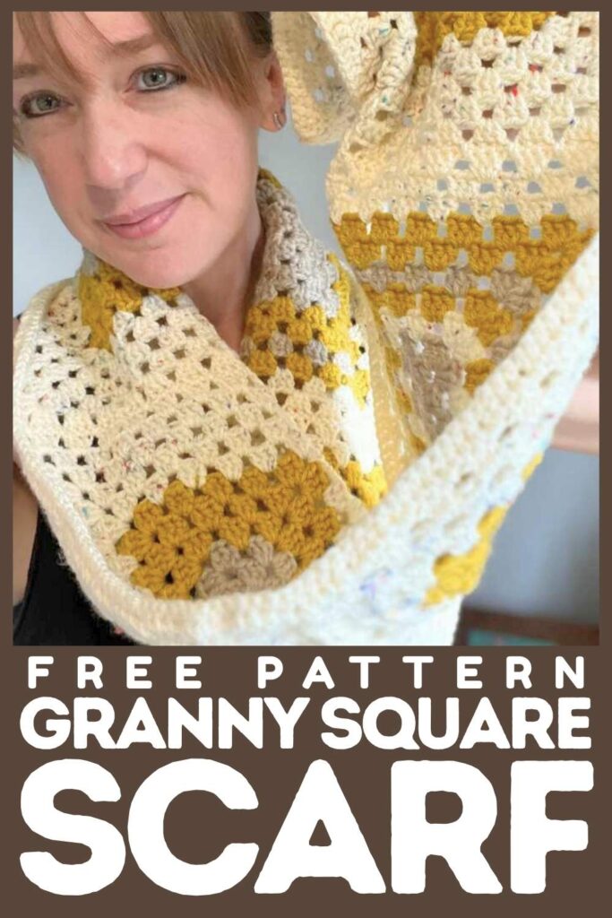 photo of a granny square scarf