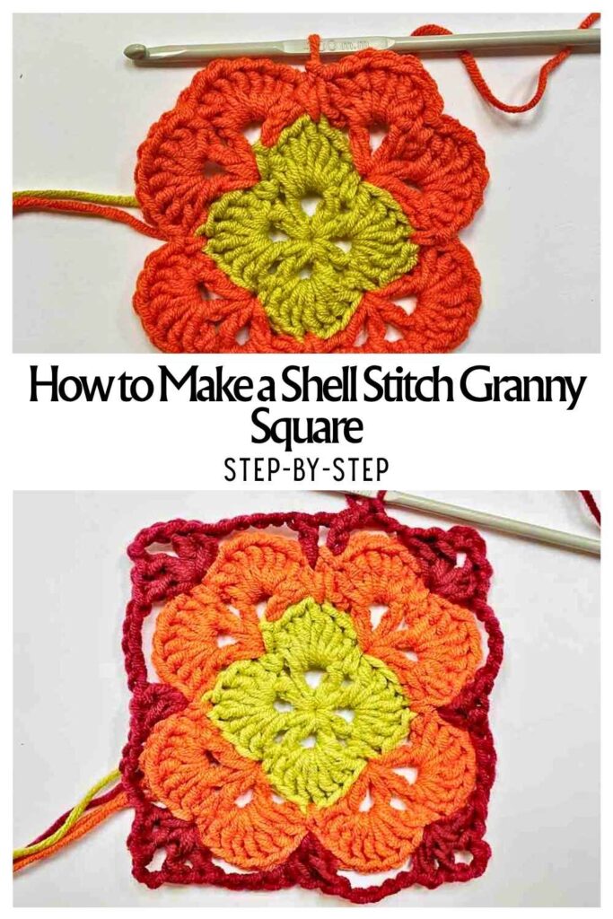 photos of shell stitch granny square