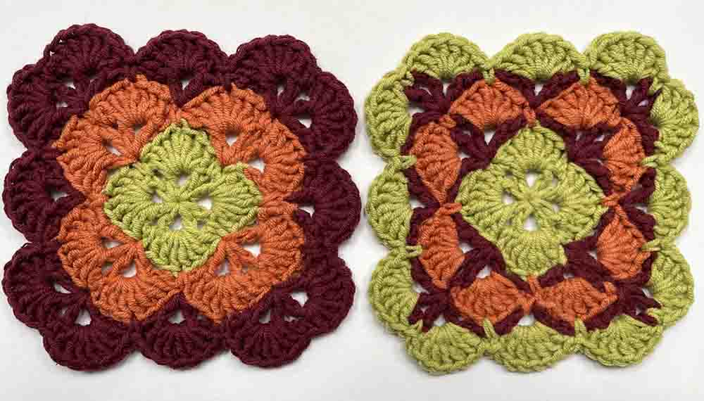 shell stitch granny square color variations