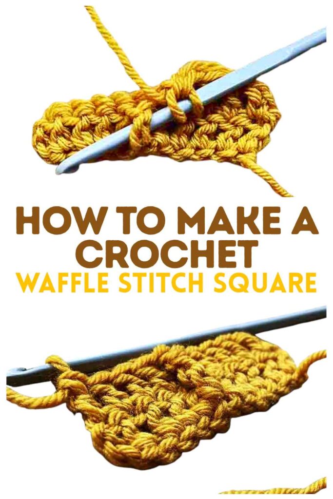 photo of waffle stitch squares being made