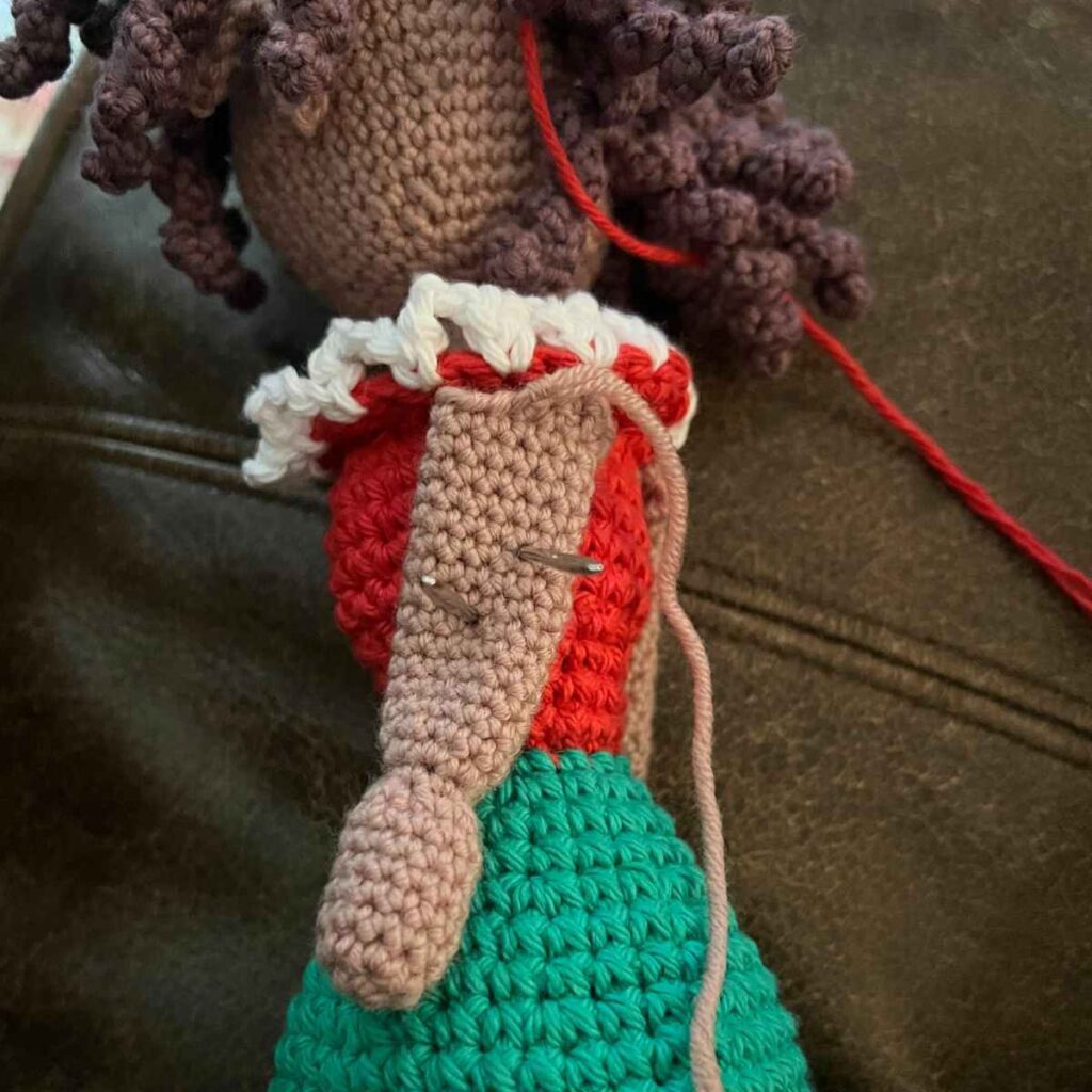 elf doll crocheted arms