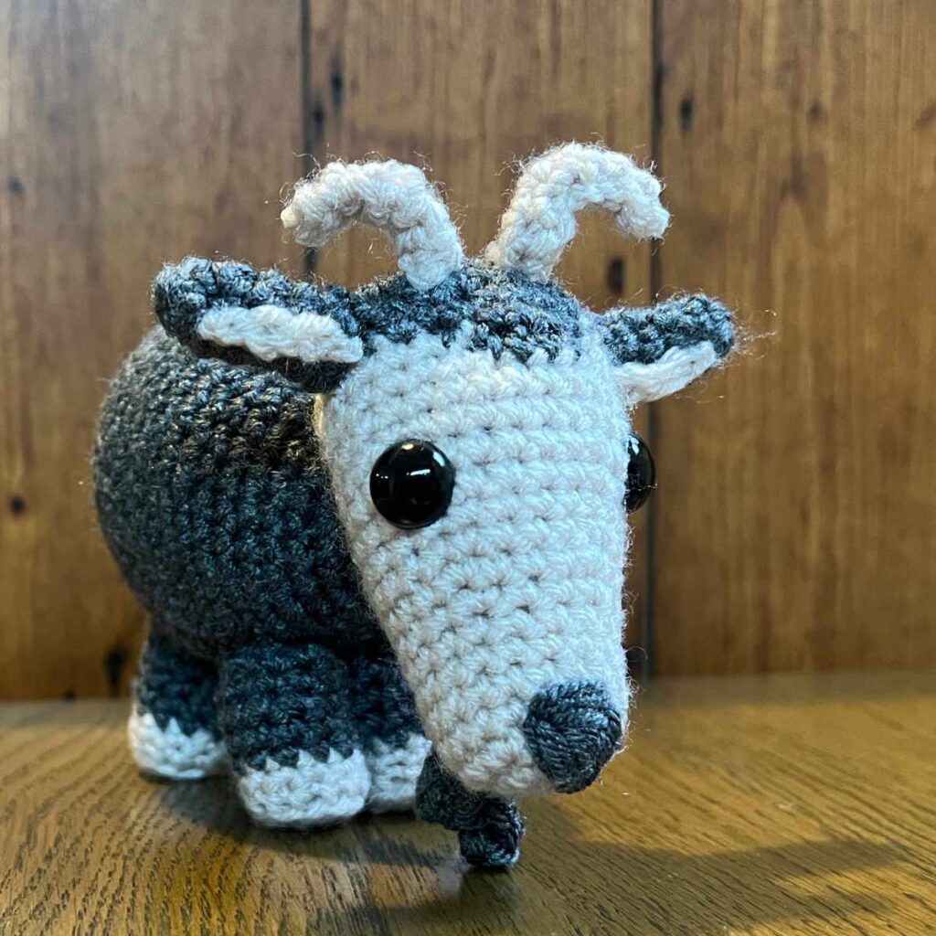 crocheted goat