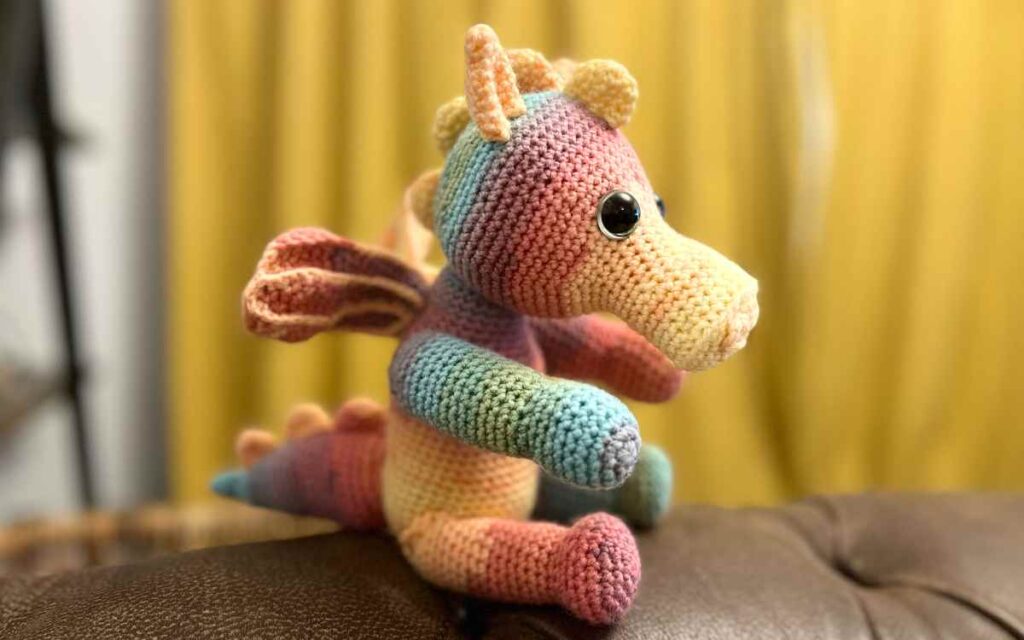 rainbow crochet dragon