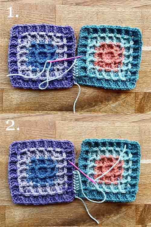 mattress stitch join for granny squares
