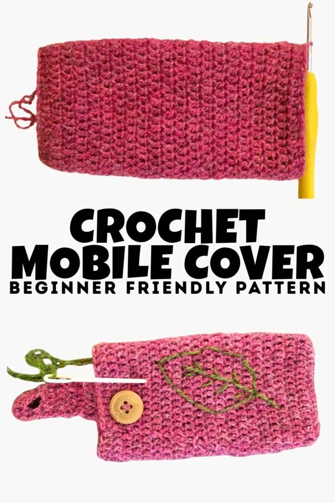 photos of a crochet mobile cover