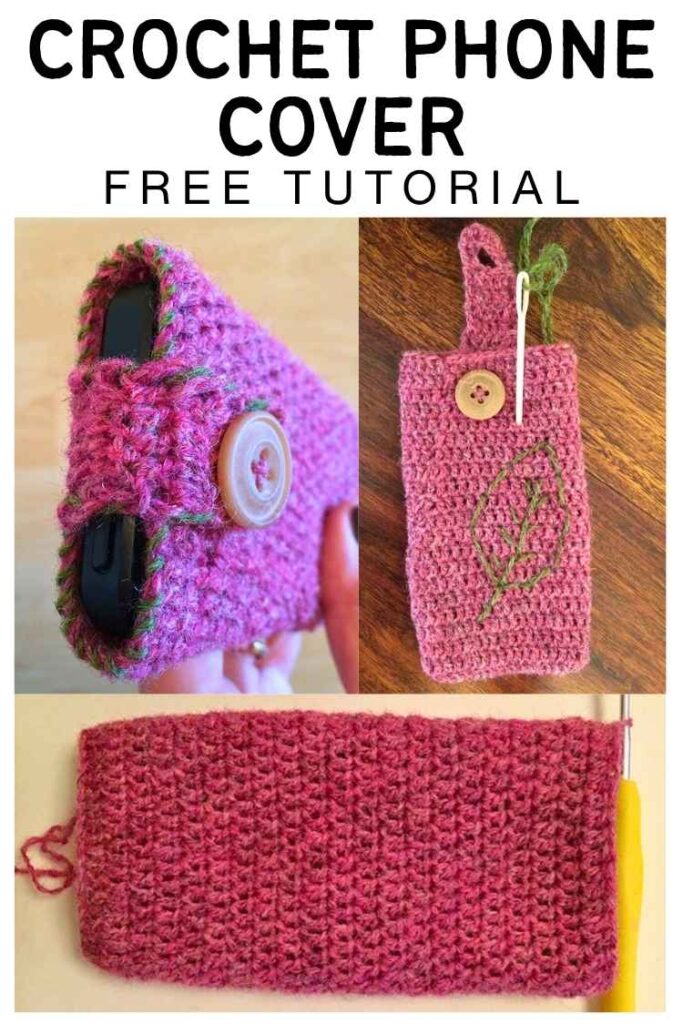 photos of a crochet phone cover
