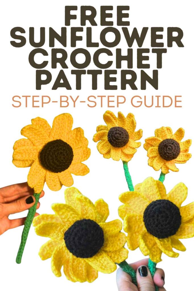 photo of crochet sunflowers