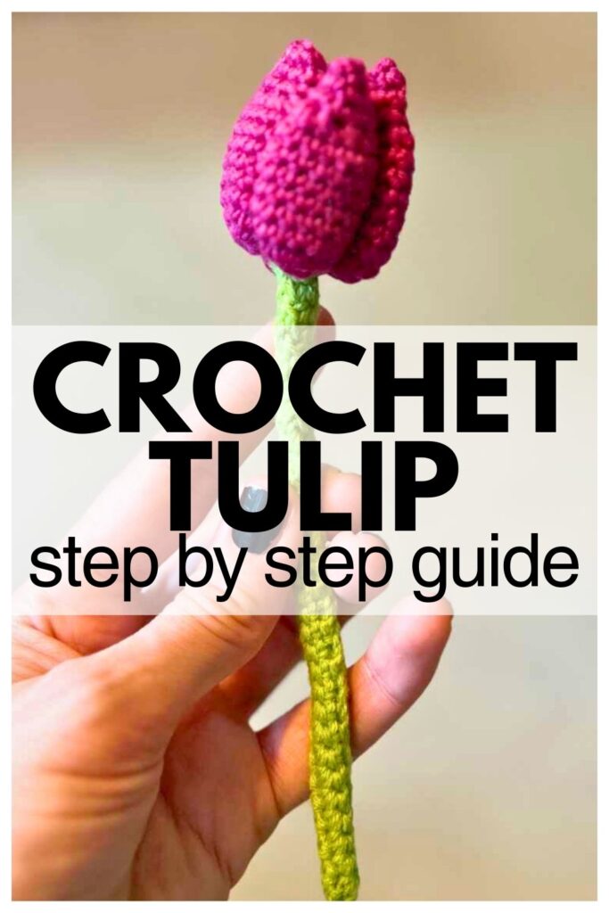 photo of a crochet tulip