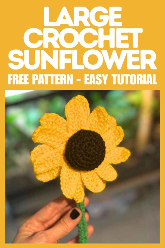 photo of a large crochet sunflower