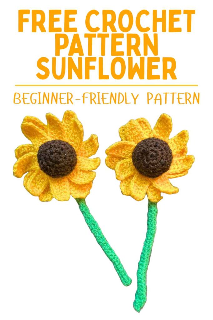 photo of two crochet sunflowers