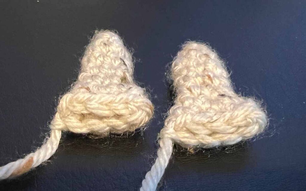 photograph showing the crochet llama's ears