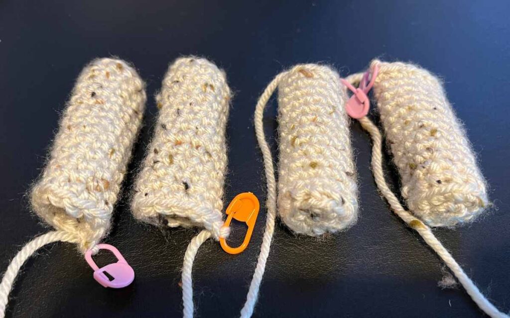 photograph showing the crochet llama's legs
