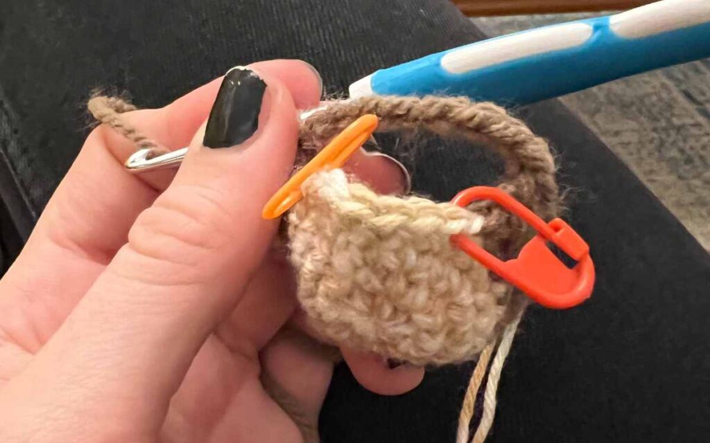 a photo showing where to put the stitch markers