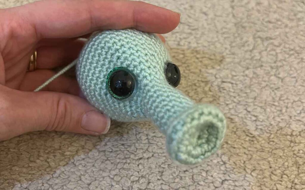 crochet seahorse snout