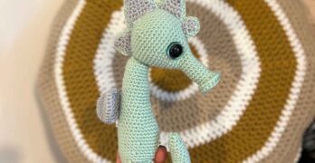 photo of a crochet seahorse