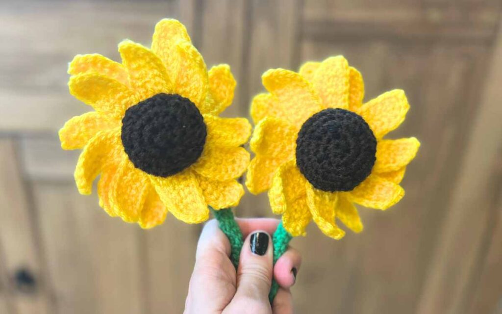 crochet sunflower header