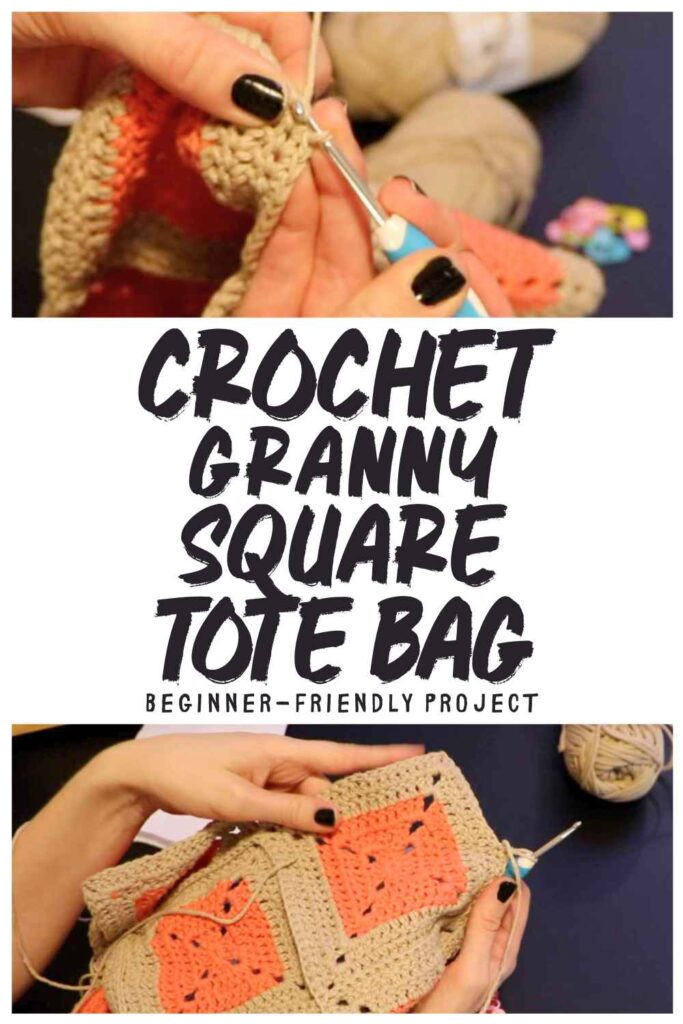 photo of a granny square tote bag