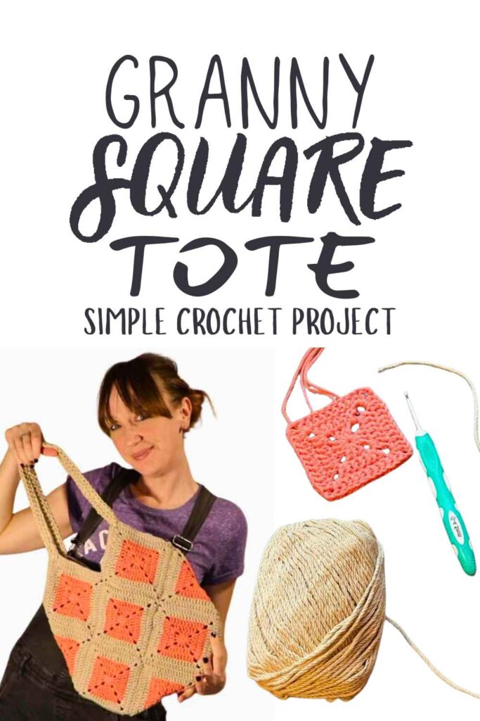 photo of a granny square tote
