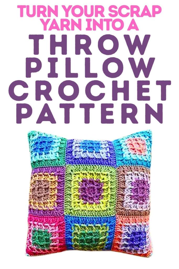 photo of a scrap yarn throw pillow
