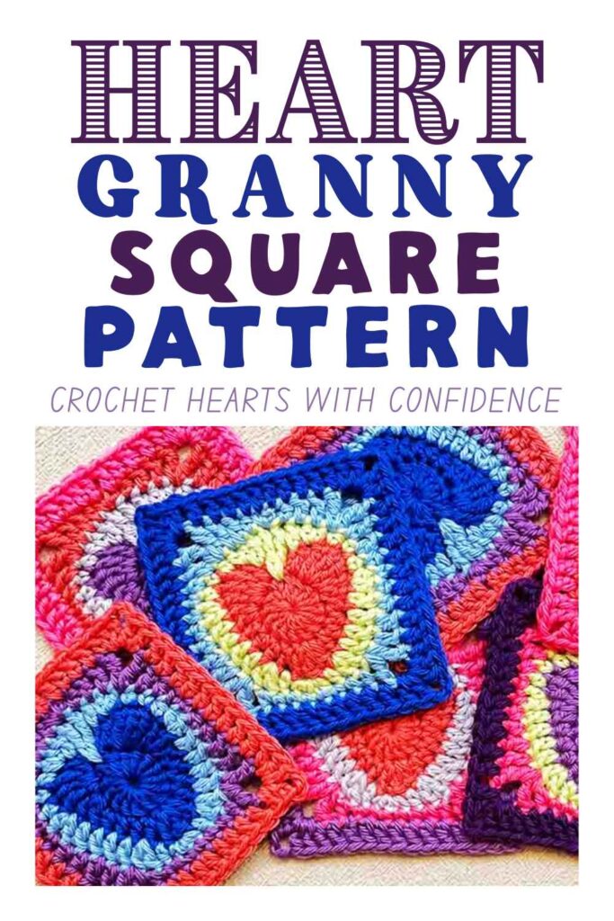 photo of crochet heart granny squares