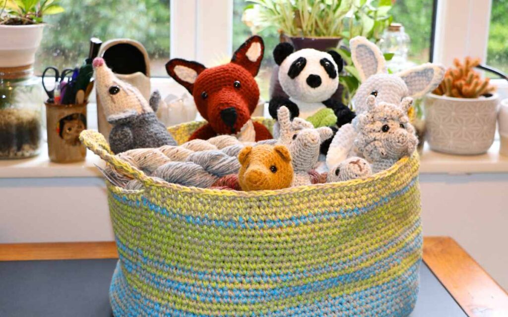 massive crochet toy basket