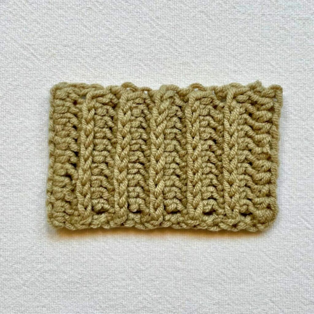 third loop only half double crochet ribbing 