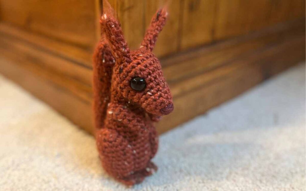 image showing the crochet squirrel