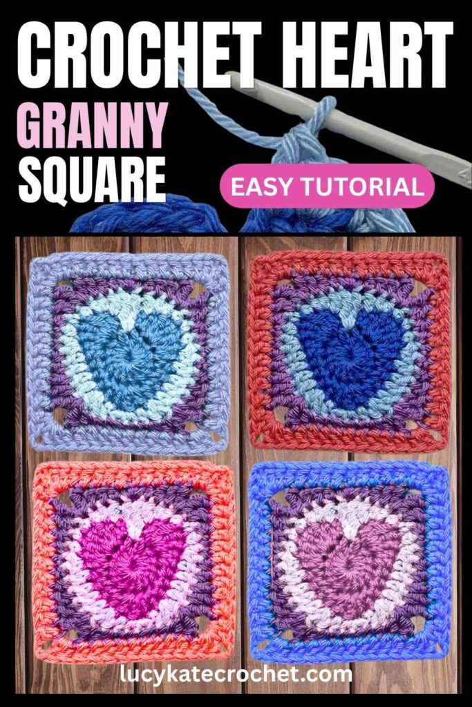 photos of crochet heart granny squares